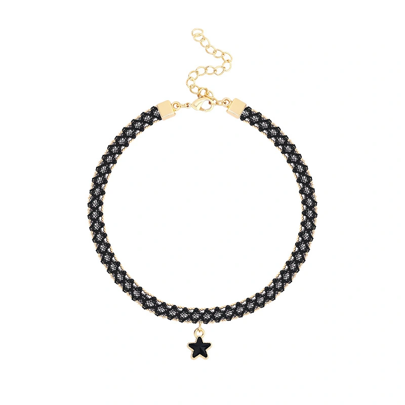 Korea Black Sexy Clavicle Chain Simple Short Star Pendant Necklace