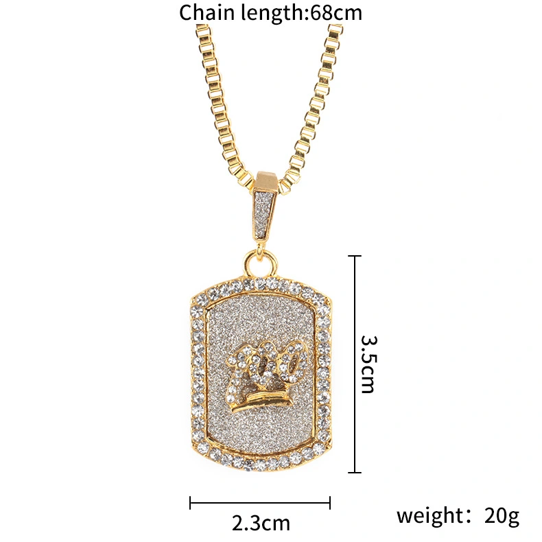 Full Diamond 100 Points Army Brand Dog Tag Pendant
