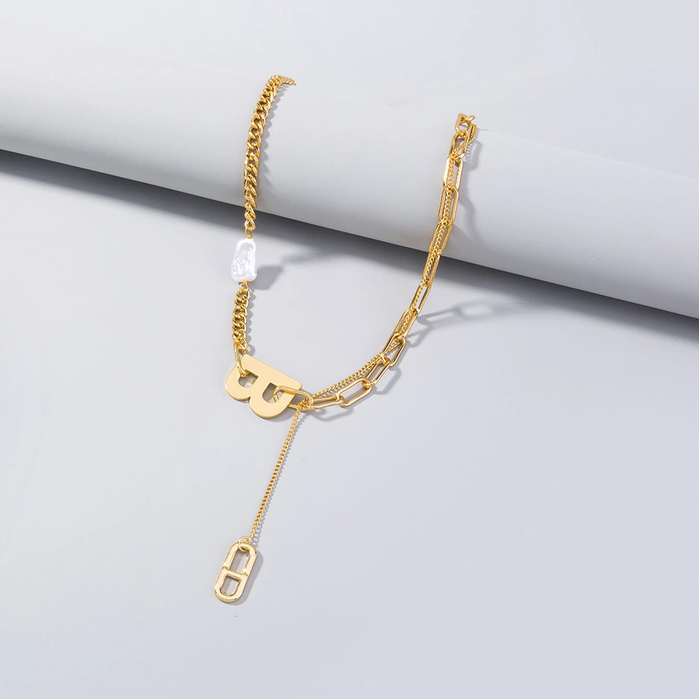 Lattice Chain Street Letter B Fashion Necklace