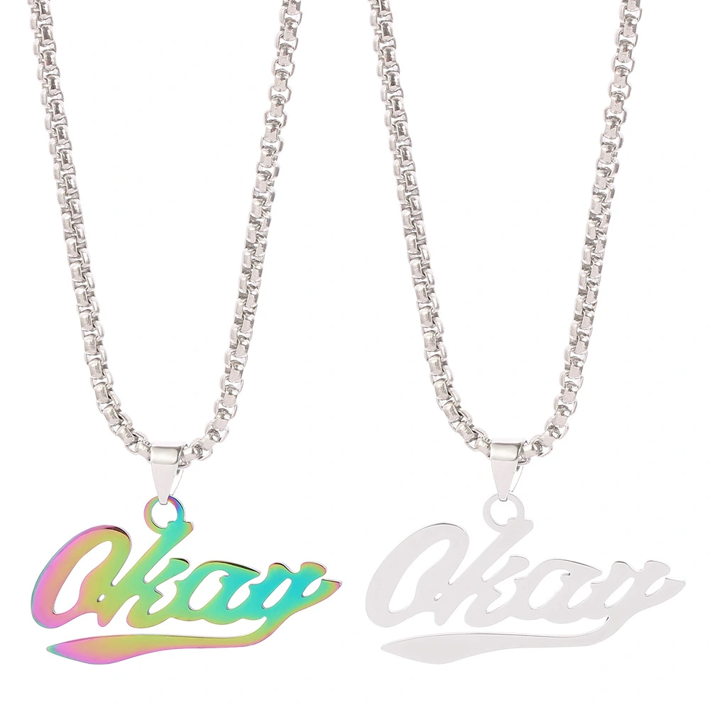 Hot Selling Fashion Jewelry Colorful Okay Letter Necklace Silver Necklace