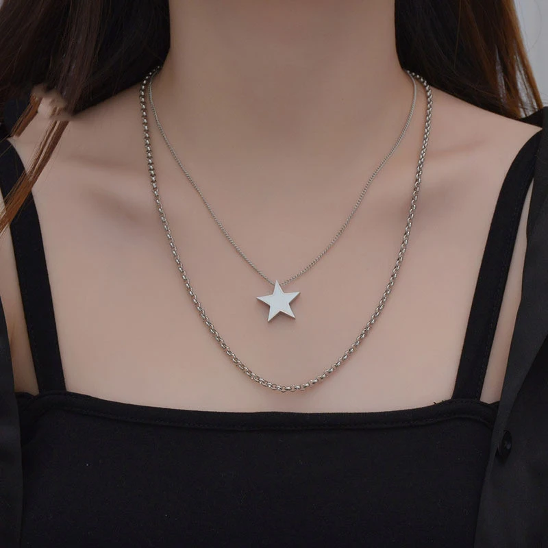 Double Temperament Stacking Pendant Temperament Clavicle Chain