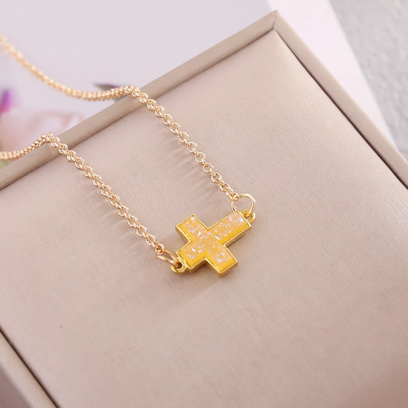 Multicolor Cross Simple Necklace Women Fashion Trendy Gothic Jewelry