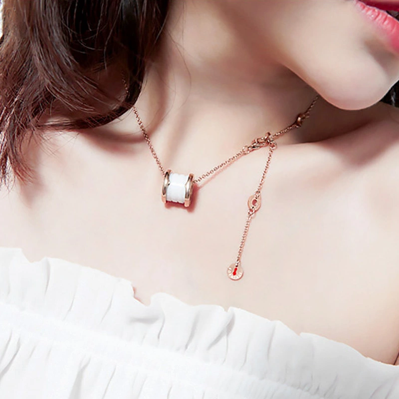 Korean Fashion Titanium Steel Black Ceramic Necklace