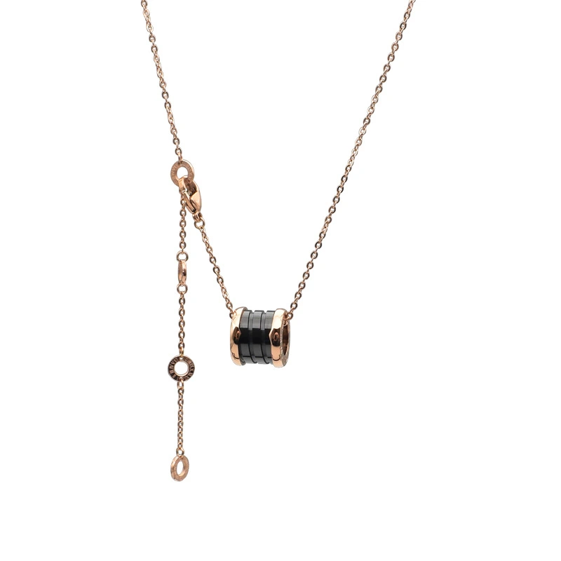 Korean Fashion Titanium Steel Black Ceramic Necklace
