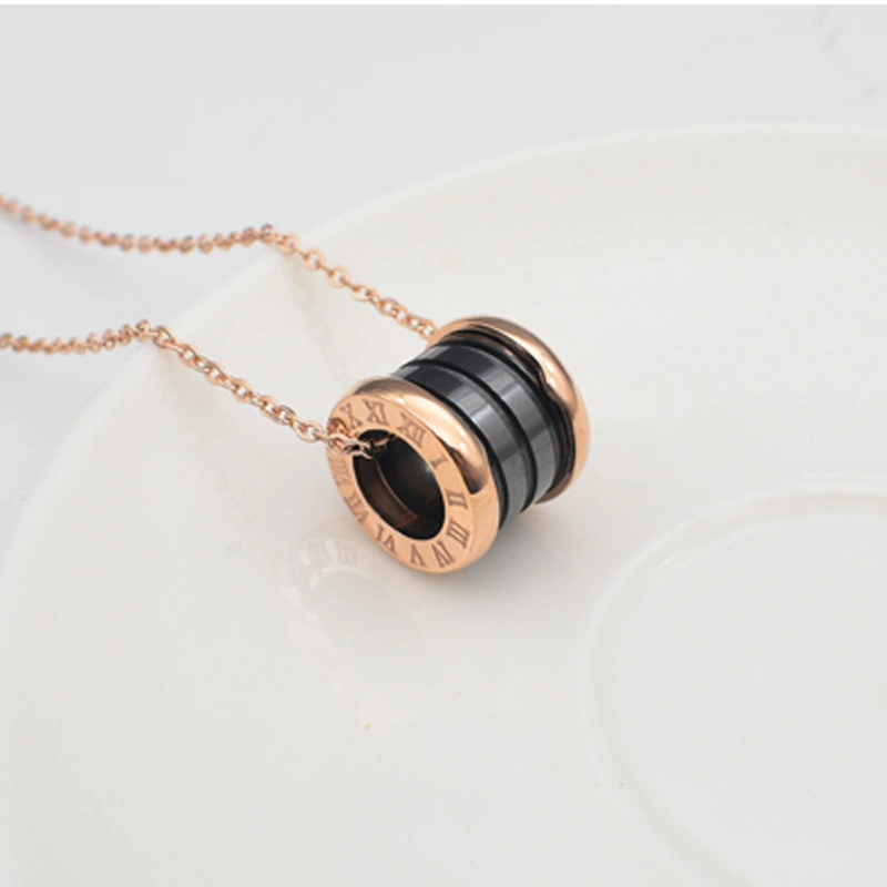 Korean Fashion Titanium Steel Black Ceramic Necklace