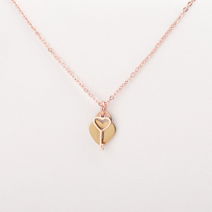 Mirror Stainless Steel Love Concentric Lock Key Necklace Titanium Steel Couple Necklace Jewelry Gift