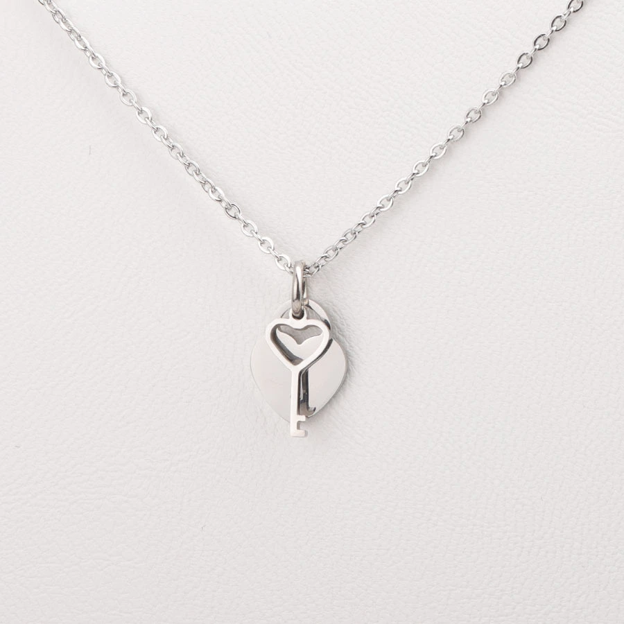 Mirror Stainless Steel Love Concentric Lock Key Necklace Titanium Steel Couple Necklace Jewelry Gift