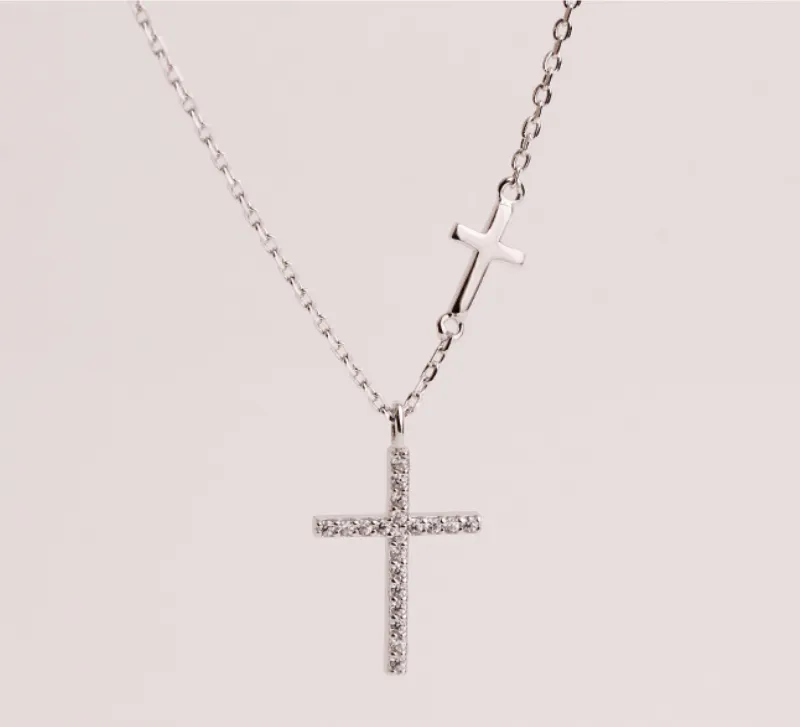 Sterling Silver Necklace Cross Clavicle Chain Is Not Allergic