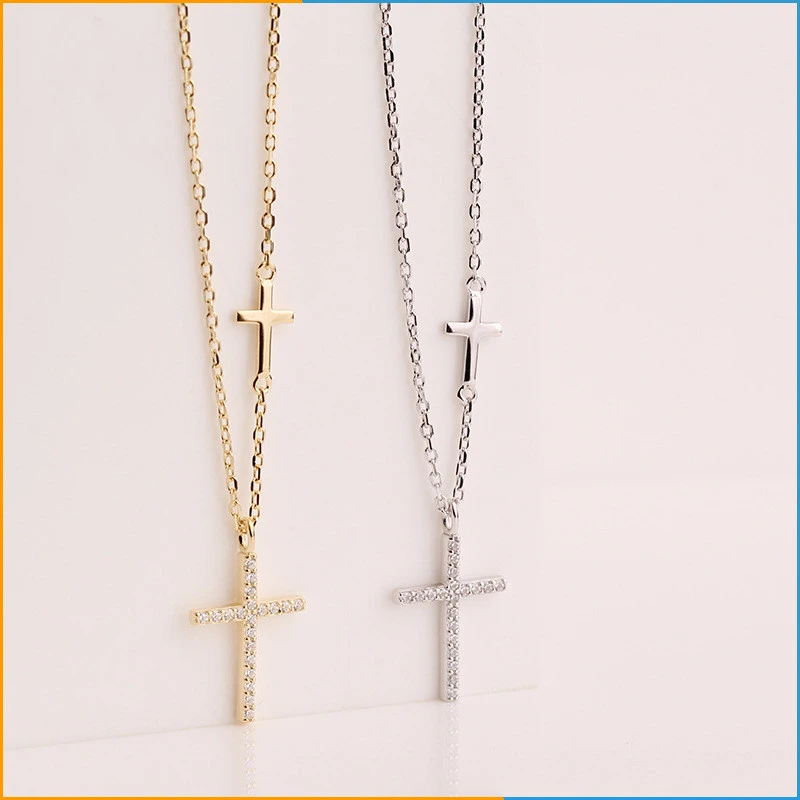 Sterling Silver Necklace Cross Clavicle Chain Is Not Allergic