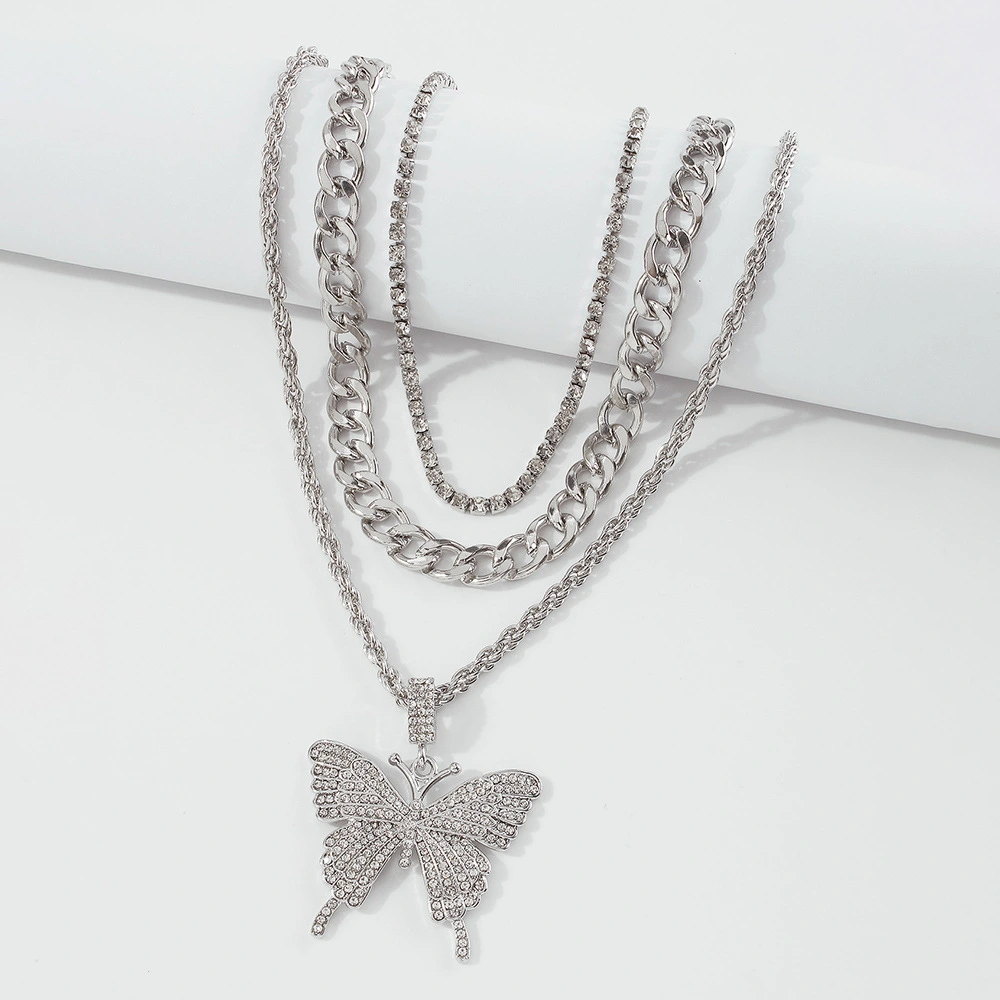 Necklace Female Alloy Butterfly Personality Multi-layer Clavicle Chain