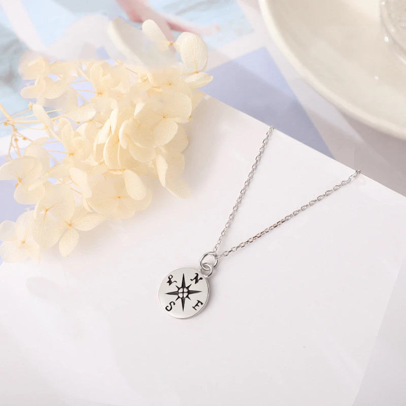 Necklace Compass Fashion Retro Style Men's And Women's Trendy Clavicle Chain