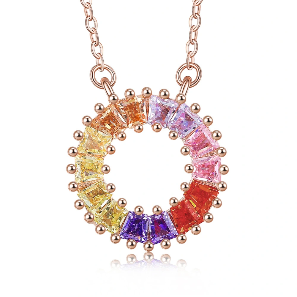 Chain Charm S925 Silver Rainbow Necklace Women