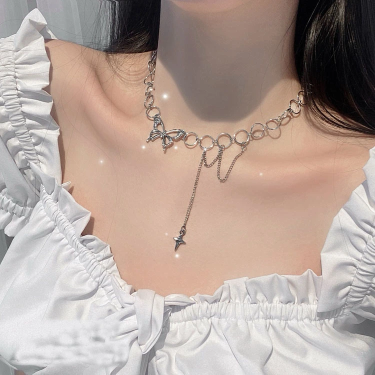 INS Cold Wind Harbor Style Butterfly Necklace Female Chain Clavicle Chain