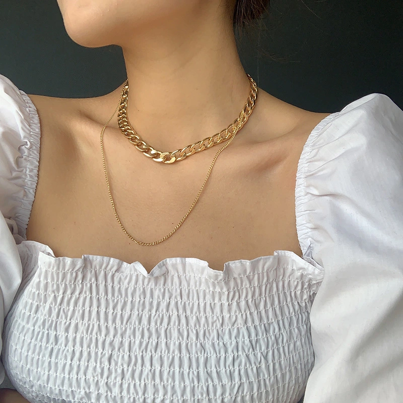 Multilayer Golden Chain Necklace Niche Design Sense Net Red Clavicle Chain Sweater Chain