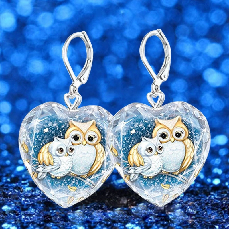 Owl Necklace, Heart-shaped Pendant, Heart-shaped