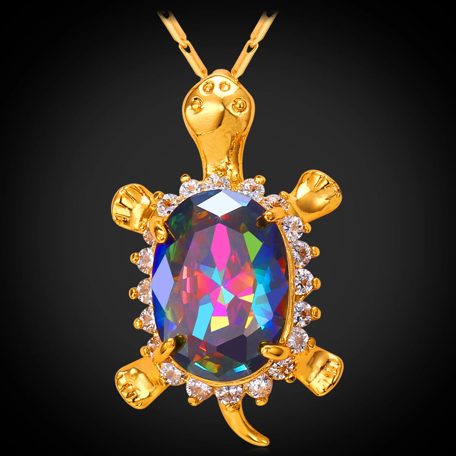 Cute Tortoise Pendant Copper Plated 18K Gold Necklace Female Clavicle Chain Jewelry