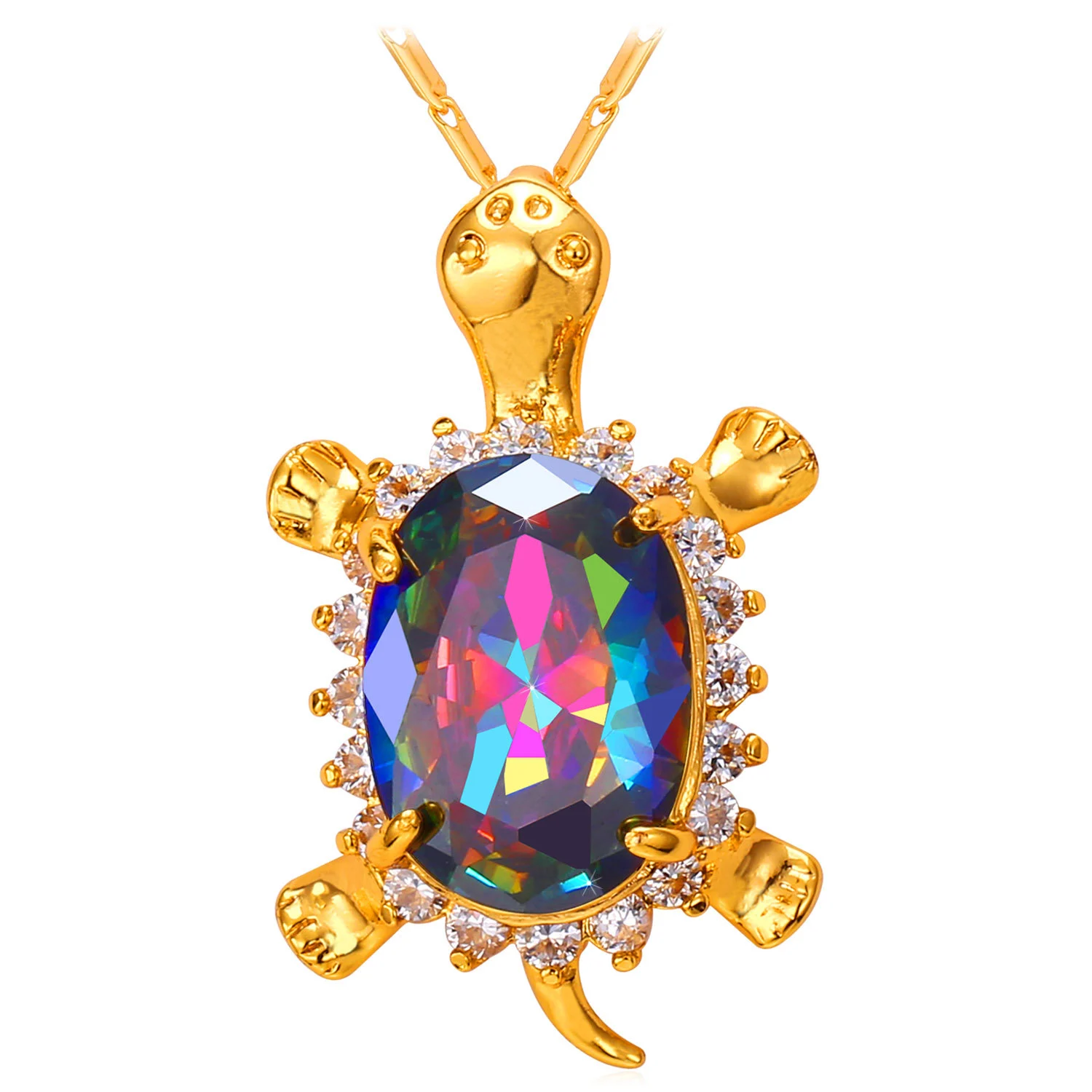 Cute Tortoise Pendant Copper Plated 18K Gold Necklace Female Clavicle Chain Jewelry