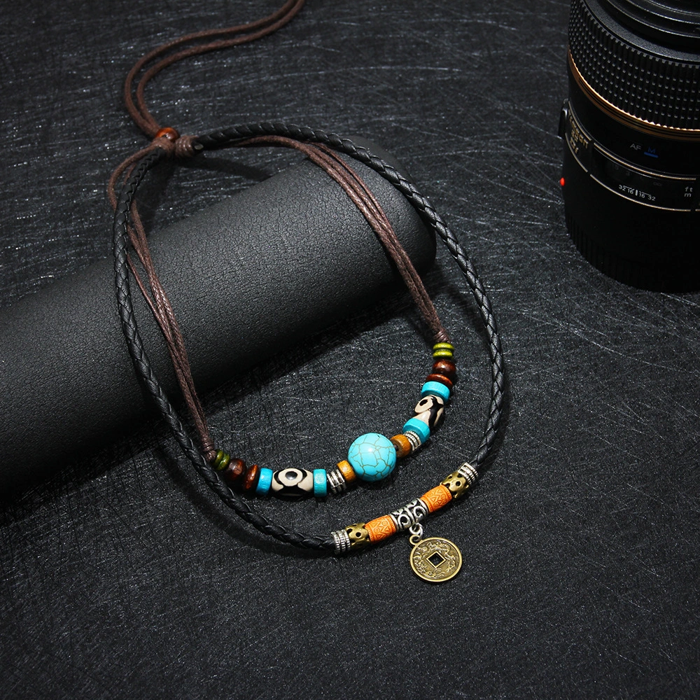 Fashion Turquoise Coin Pendant Necklace