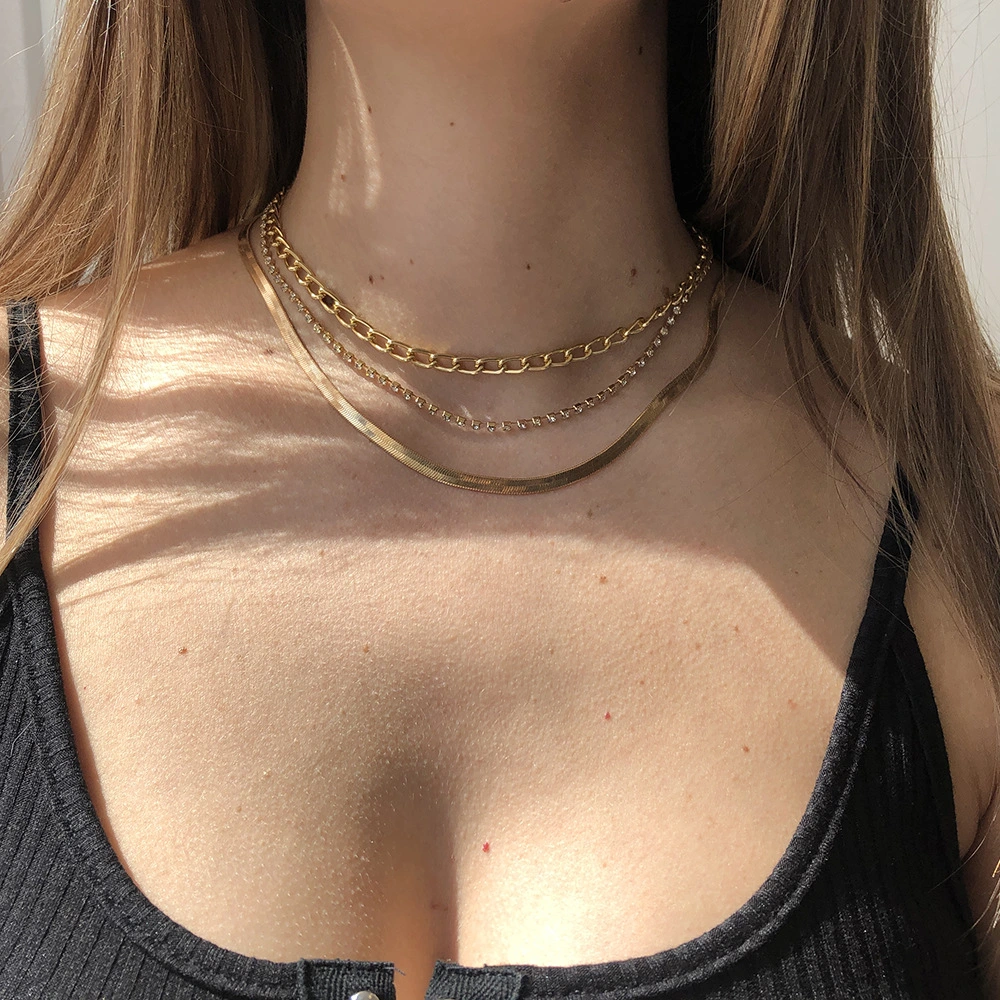 Chain Necklace Ins Simple Style Stacking Necklace Set
