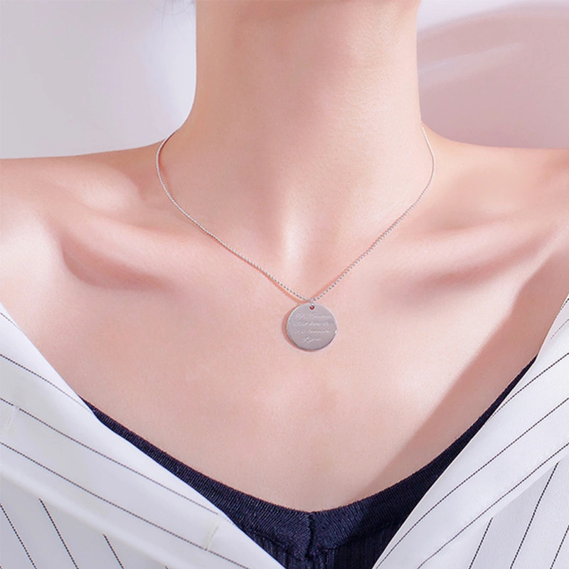 Disc Necklace 925 Sterling Silver Korean Jewelry Net Red Same Style