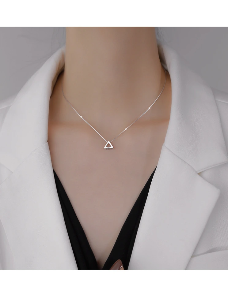 Triangle Necklace Female S925 Sterling Silver Korean Version Of Simple Geometric Clavicle Chain