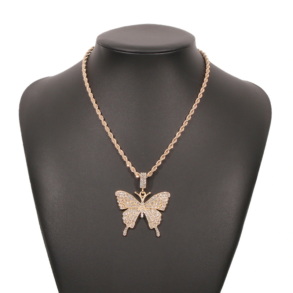 Butterfly Necklace Alloy Imitation Diamond Retro Personality Creative Clavicle Chain