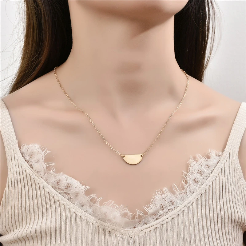 Ins Metal Geometric U-shaped Pendant Necklace