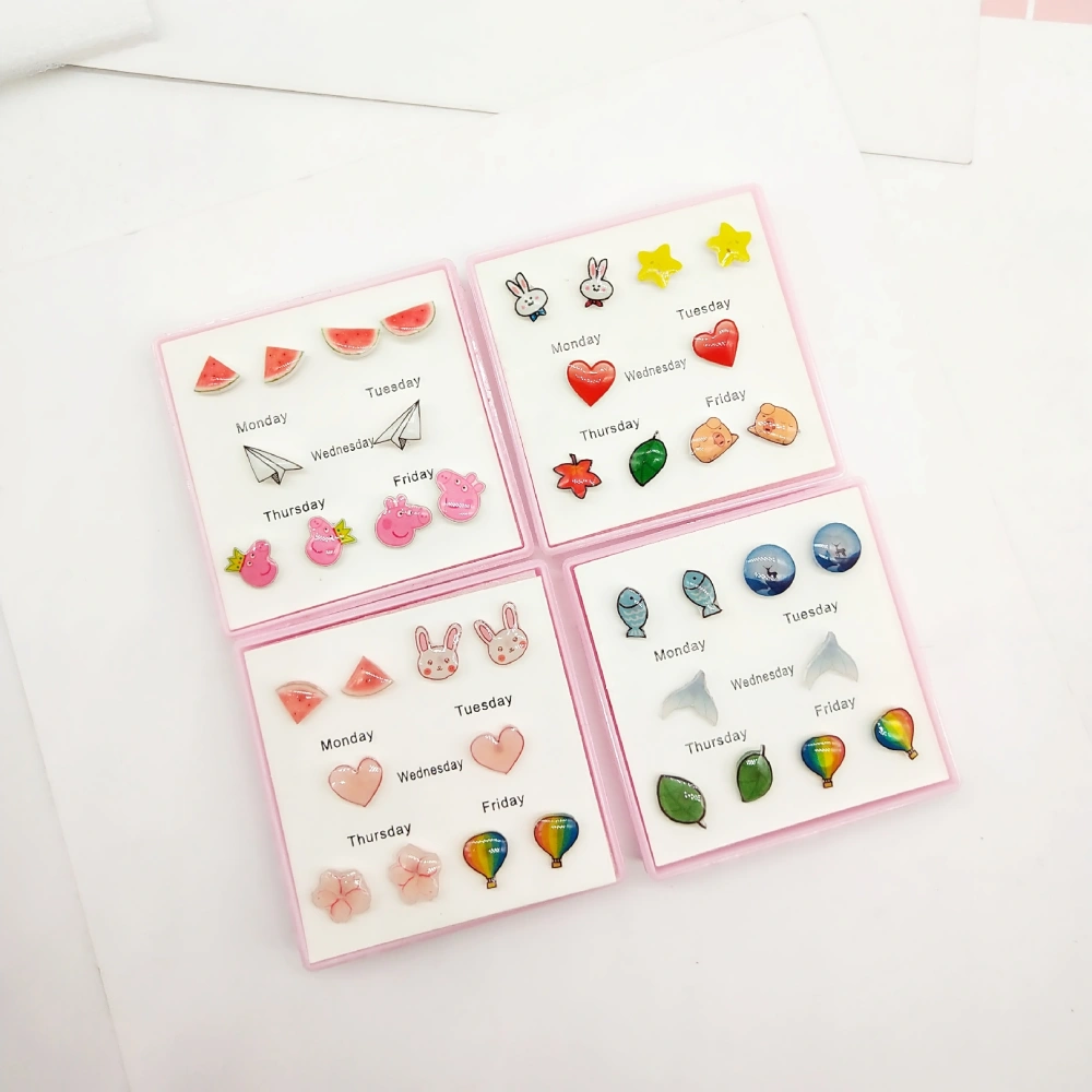 Korea Minimalist Cartoon Doodle Cute Earrings Hypoallergenic Plastic Needle