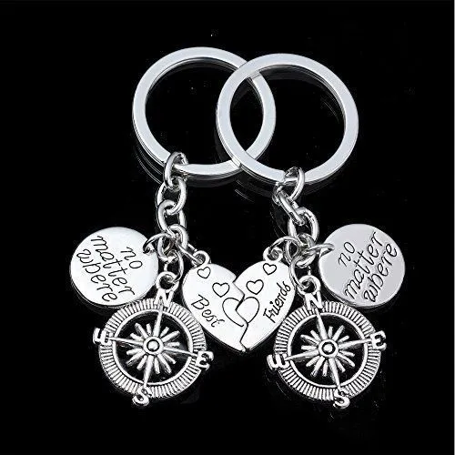 Amazon No Matter Where Compass Best Friends Combination Keychain