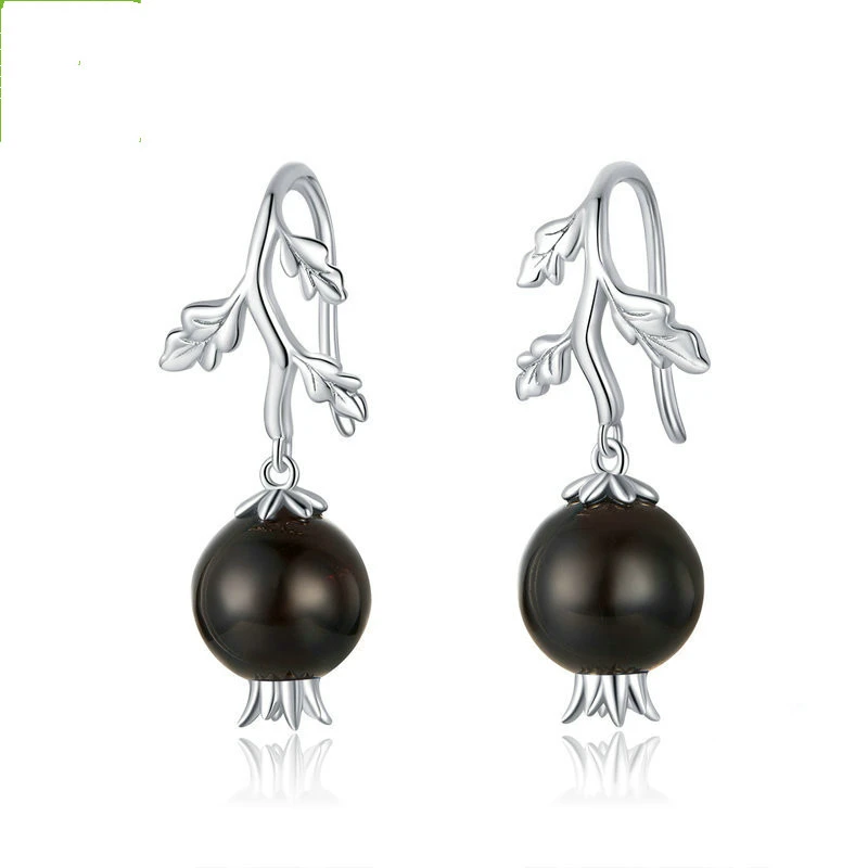 925 Sterling Silver Pomegranate Fruit Earrings Women