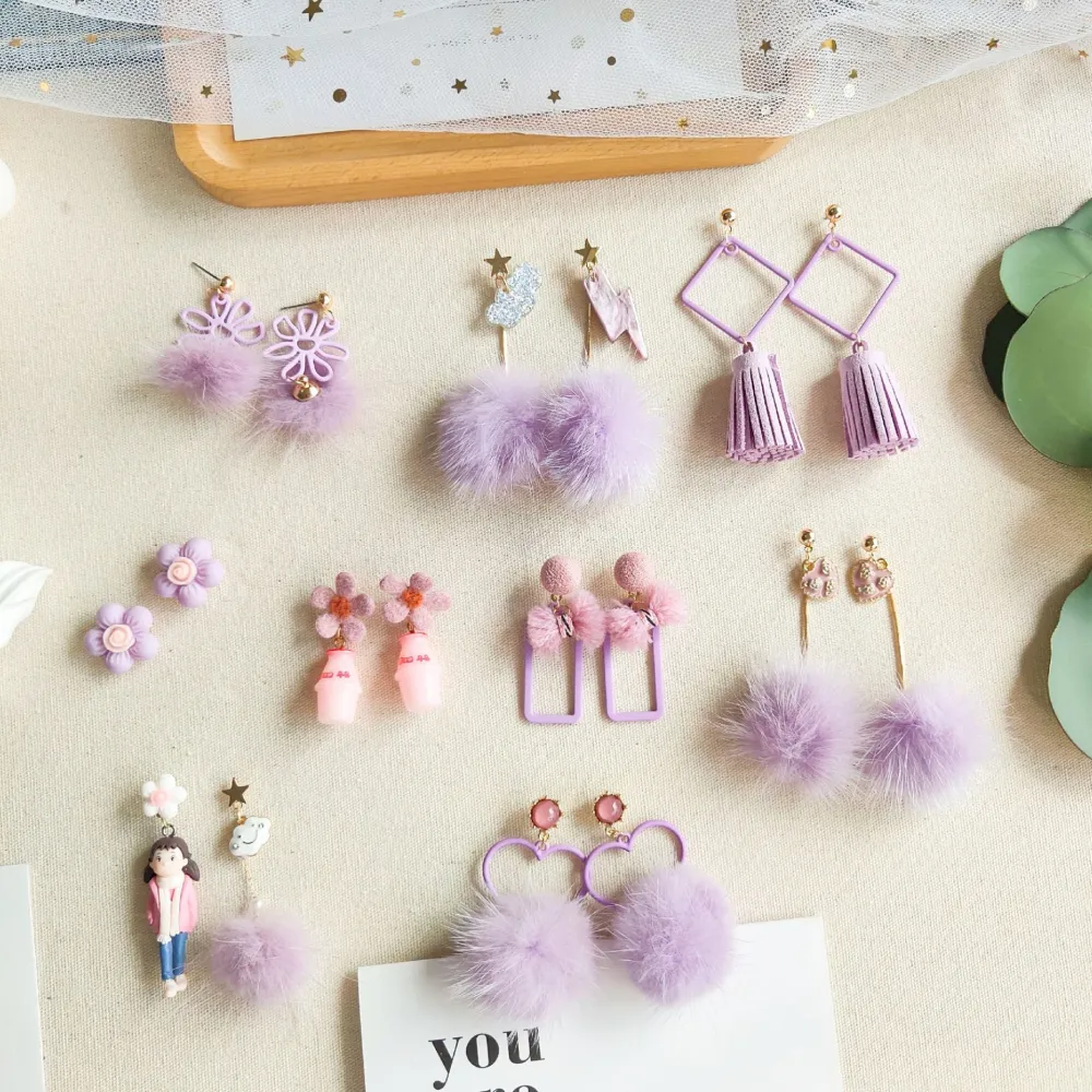 Autumn And Winter Long Hairy Fashion Dongdaemun Earrings