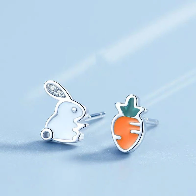 Cute Children's Petite Bunny Earrings In Sterling Silver