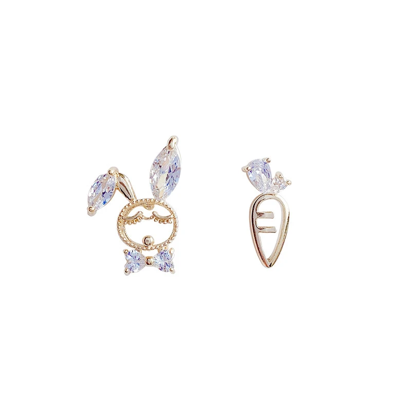 Ab Asymmetrical Cute Bunny Earrings Simple