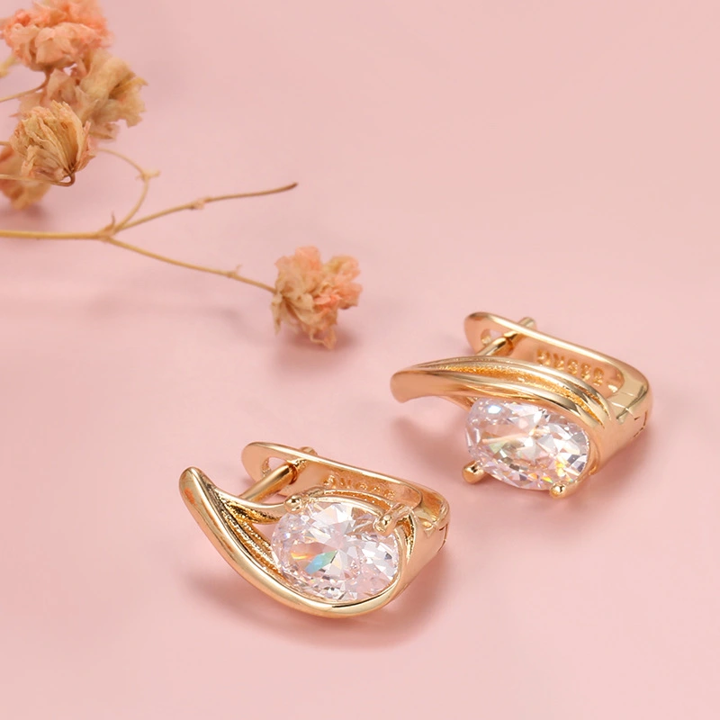 Personality And Cool Style Fashion Zircon Rose Gold Earrings