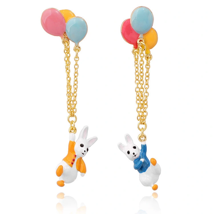 Niche Colorful Balloon Bunny Earrings