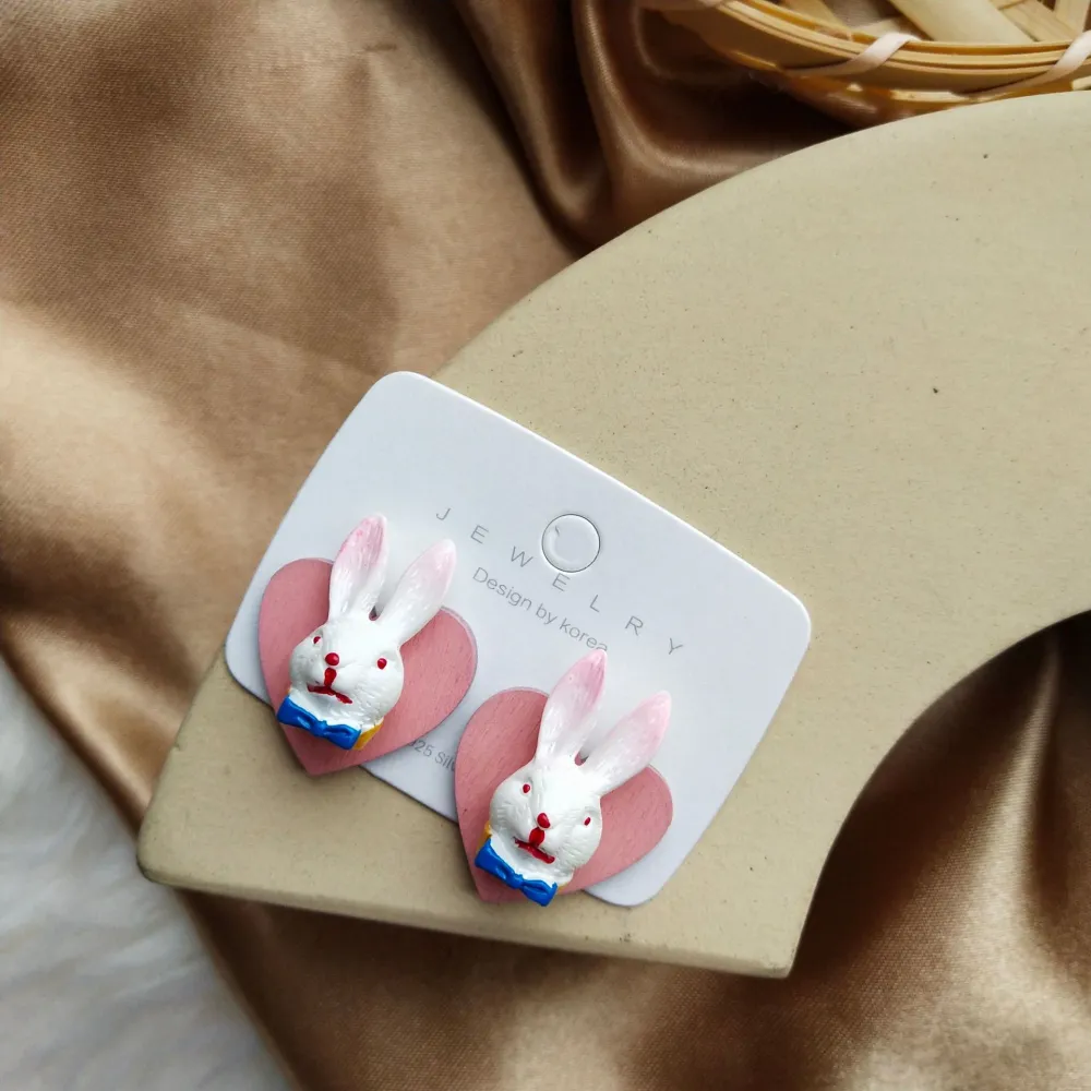 Love Cartoon Bunny Earrings Ear Clips