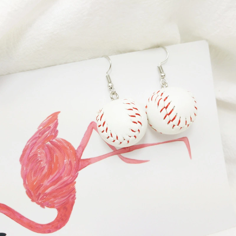 Leather Teardrop Round Baseball Earrings Plated Dangle Earrings Soft Ball