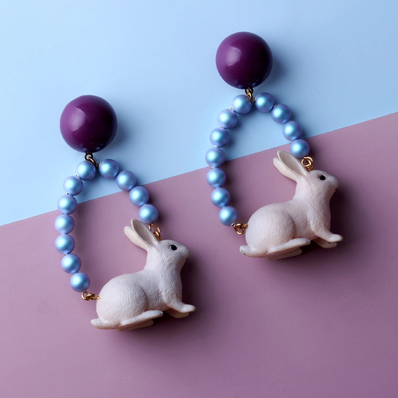 Rabbit Shape Earrings, Original Handmade Earrings, Ear Clips Without Pierced Ears