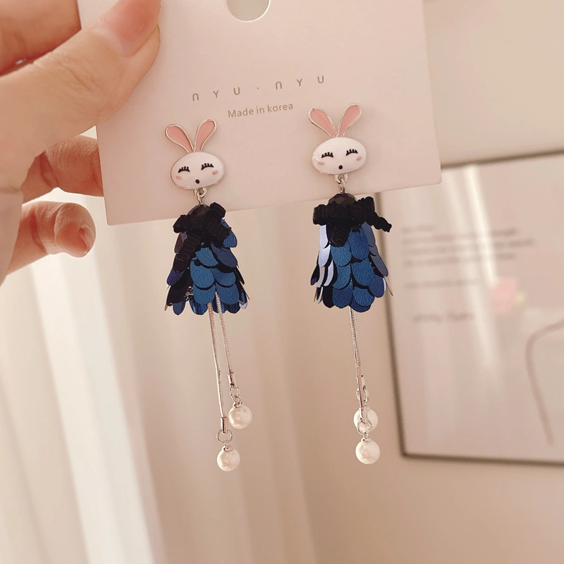 Long Thin And Thin Personality Fringed Earrings Rabbit Earrings Women