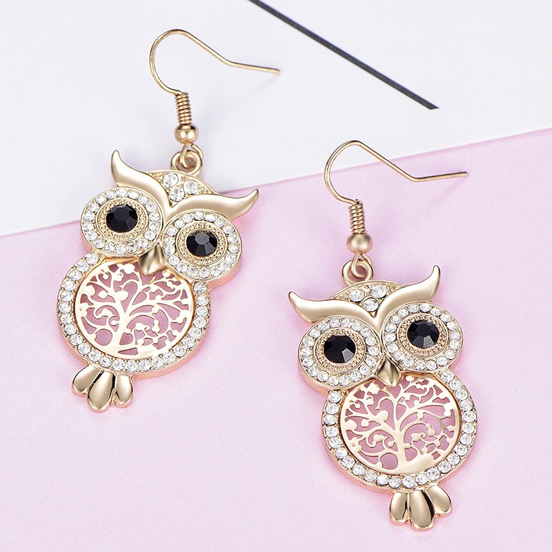 Fashion Personality Owl Ear Hook Punk Opal Earrings Alloy Earrings