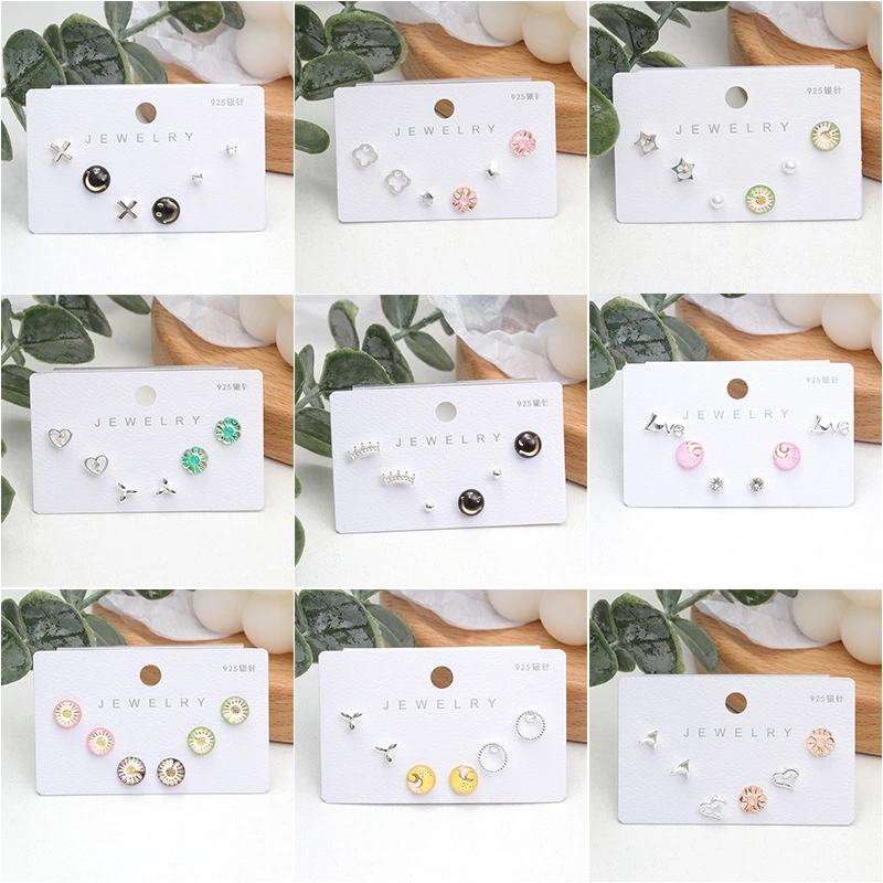 Ins Style Three Pairs Of Female Earrings Japanese And Korean Student Daisy Earrings