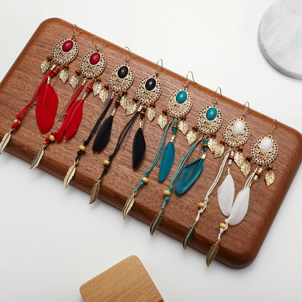 Oval Hollow Bohemian Long Earrings