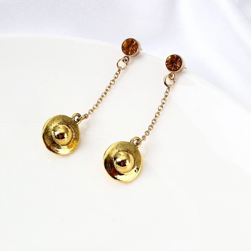 European And American Cross-border New Golden UFO Alien Flying Saucer Earrings