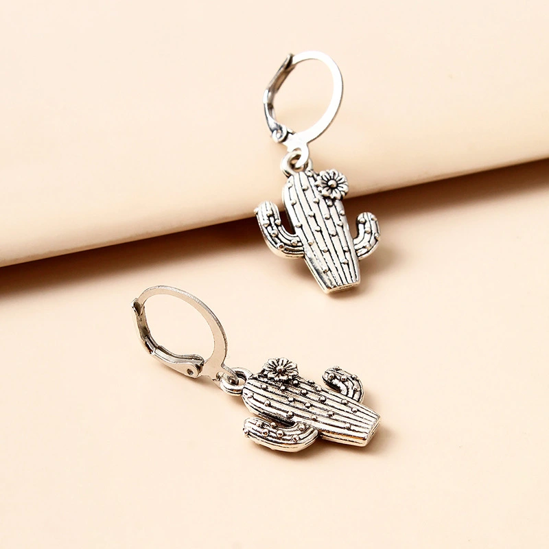 Zinc New Flowering Cactus Alloy Earrings