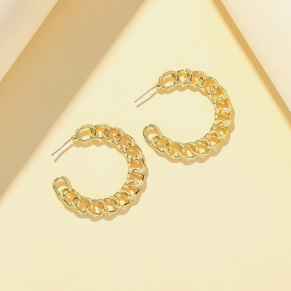 Golden Chain Earrings Exaggerated Circle Hollow