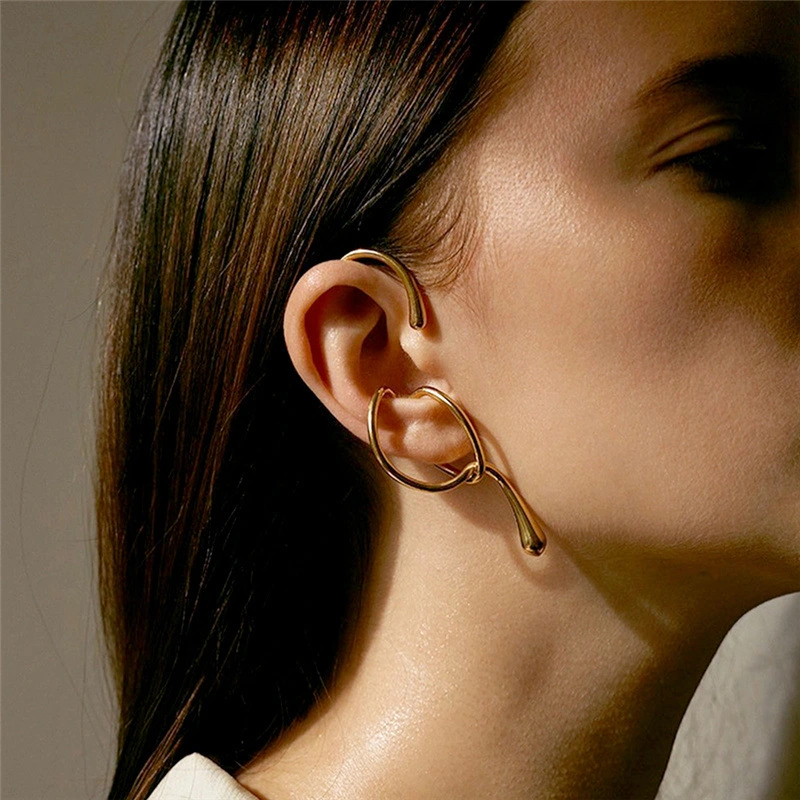 New Fashion Gold Metal Ear Cuff Earrings Without Piercing Geometric Cartilage Earrings Jewelry