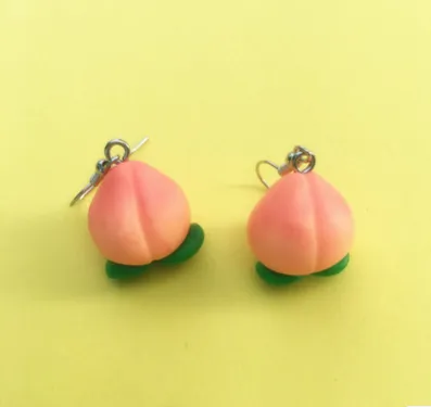 Japanese Handmade Super Cute Peach Honey Earrings