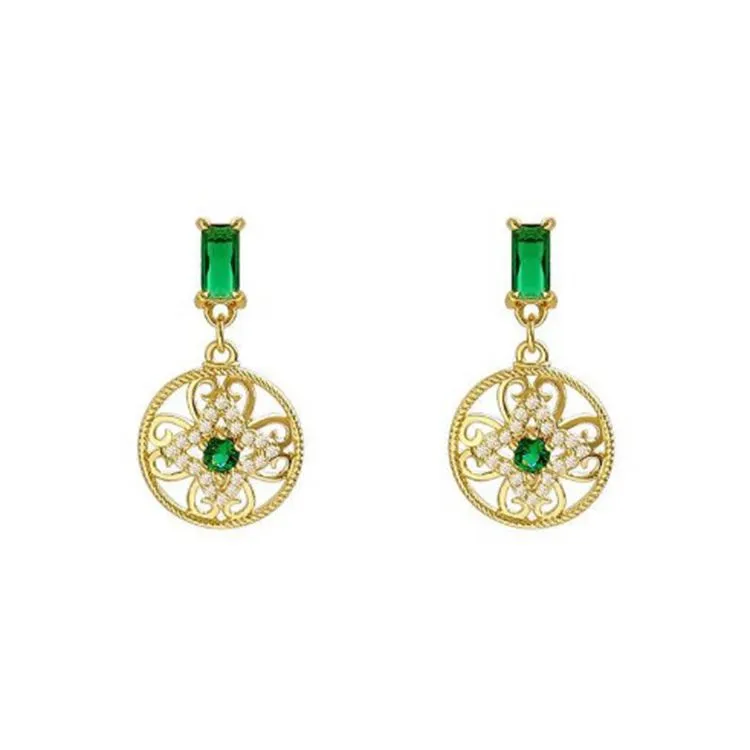 Emerald High-end French Retro Earrings Female Fashion Super Fairy Earrings