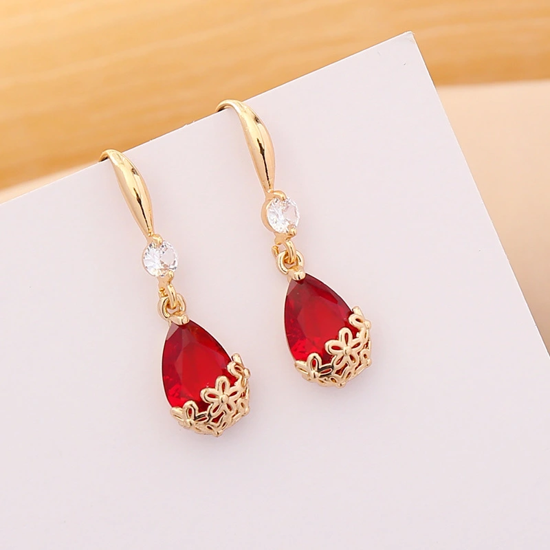 Multicolor Zircon Drop Earrings Women Fashion Long Earrings