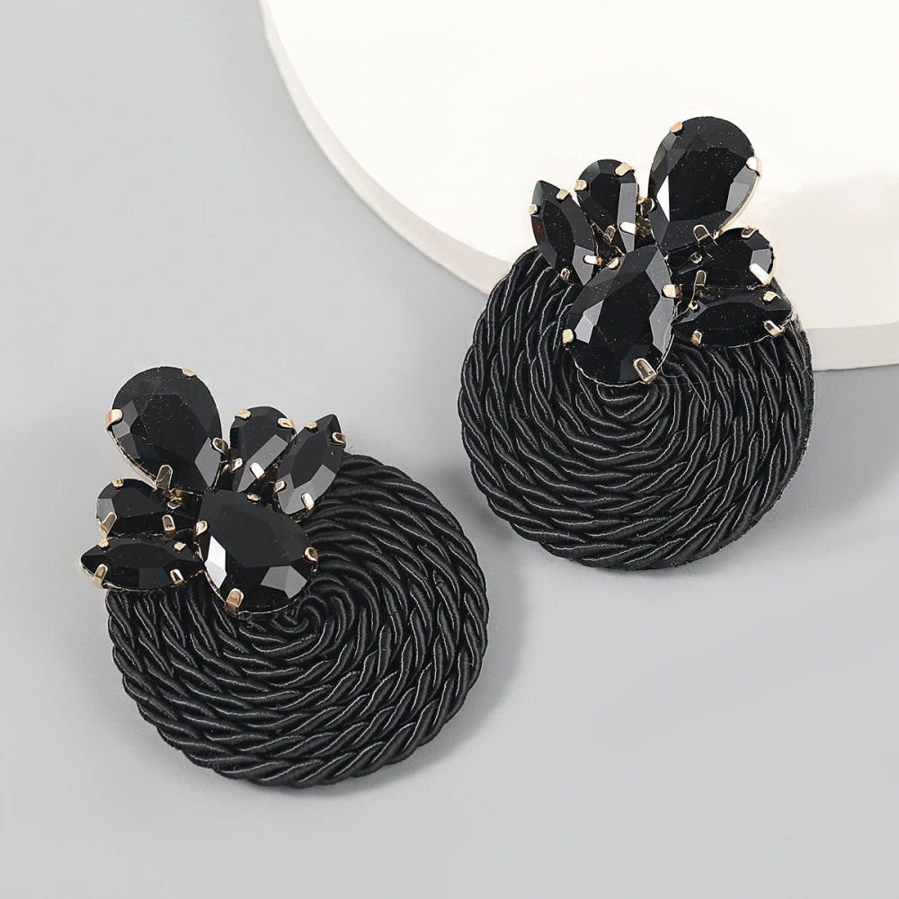 Polyester Stretch Thread Woven Round Earrings